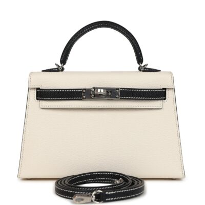 Hermes Special Order (HSS) Kelly Sellier 20 Nata and Black Chevre Mysore PHW