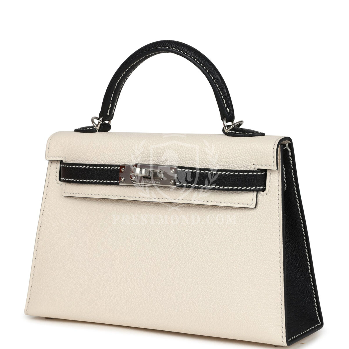 Hermes Special Order (HSS) Kelly Sellier 20 Nata and Black Chevre Mysore PHW — изображение 5