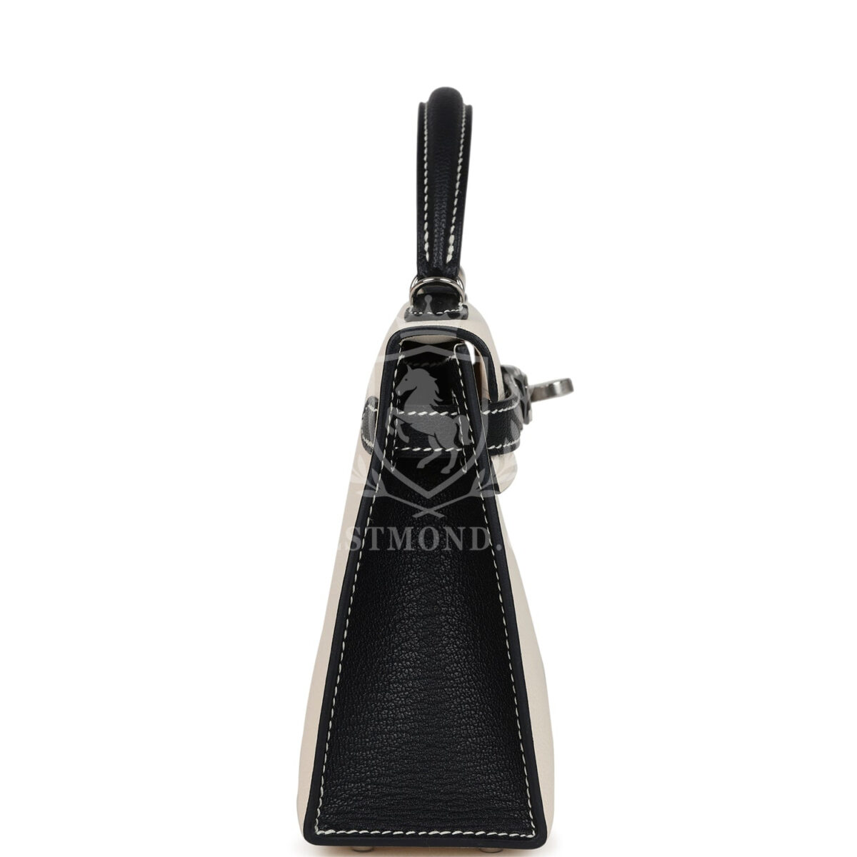 Hermes Special Order (HSS) Kelly Sellier 20 Nata and Black Chevre Mysore PHW — изображение 3