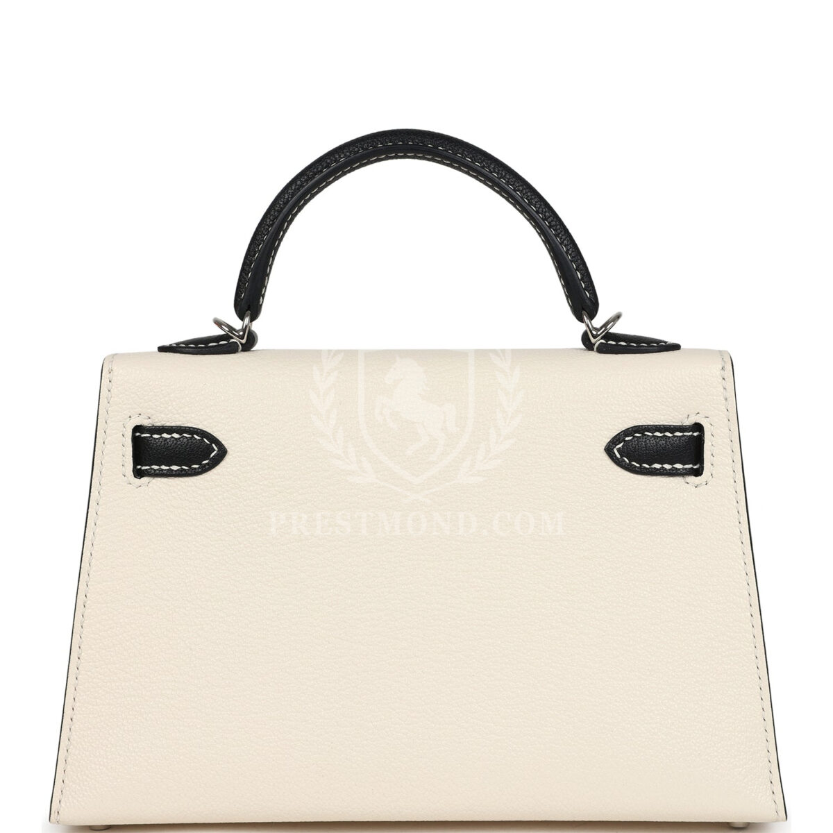 Hermes Special Order (HSS) Kelly Sellier 20 Nata and Black Chevre Mysore PHW — изображение 4