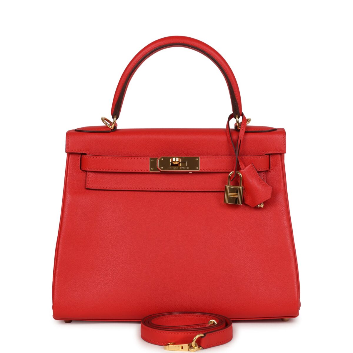Hermes Kelly Retourne 28 Rouge Tomate Evercolor GHW