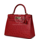 Hermes Kelly Sellier 28 Rouge Vif Ostrich GHW