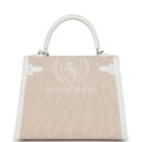 Hermes Kelly Sellier 25 New White Swift and Ecru-Beige Toile H Canvas PHW