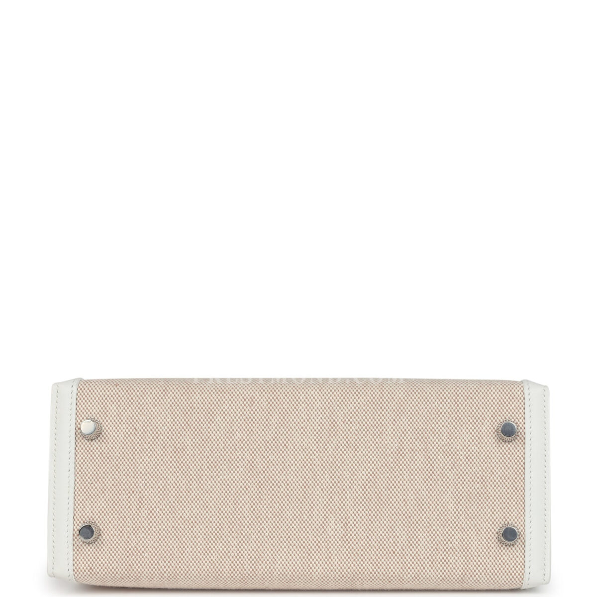 Hermes Kelly Sellier 25 New White Swift and Ecru-Beige Toile H Canvas PHW — изображение 6