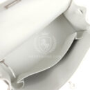 Hermes Kelly Sellier 25 New White Swift and Ecru-Beige Toile H Canvas PHW