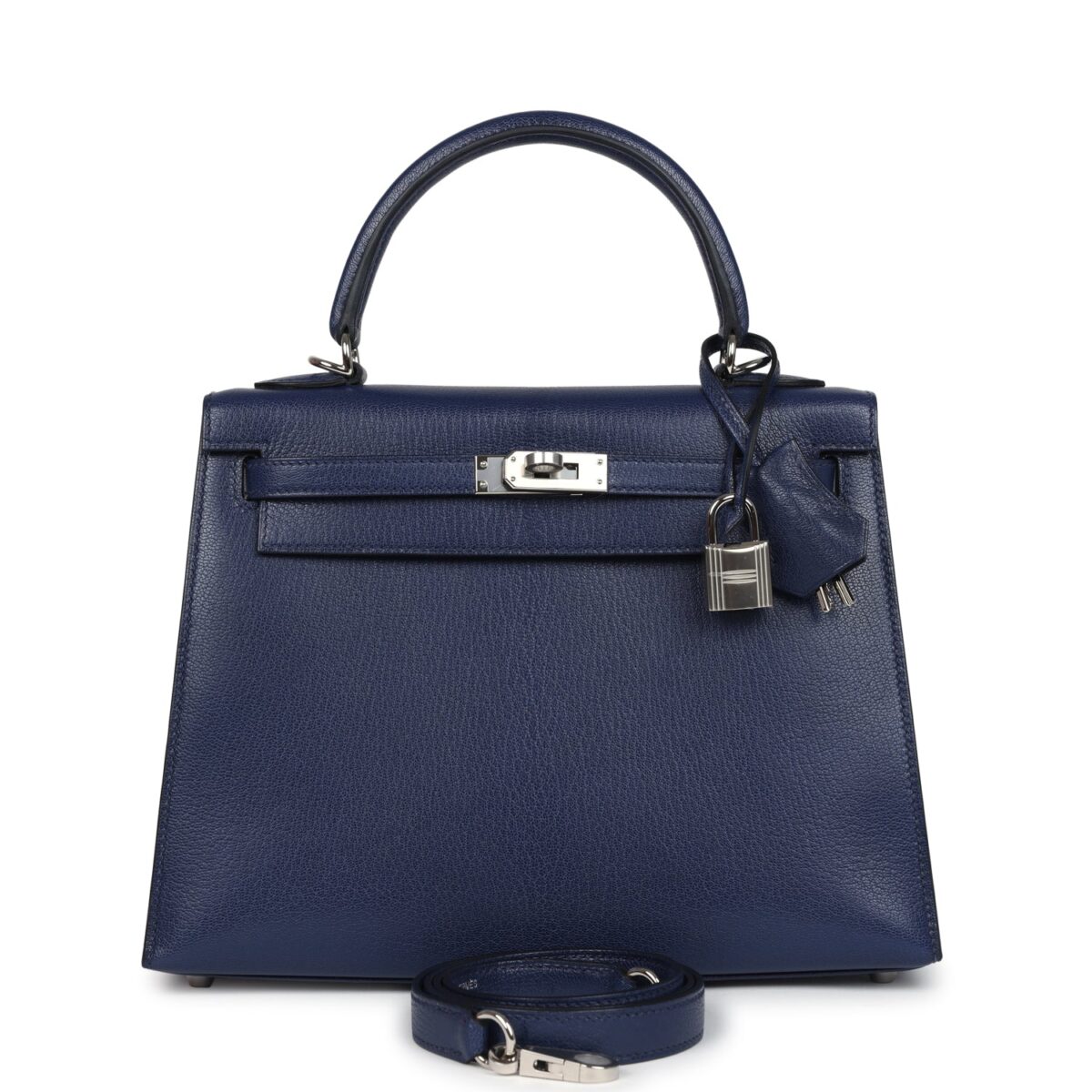 Hermes Kelly Sellier 25 Bleu Saphir Chevre Chamkila PHW