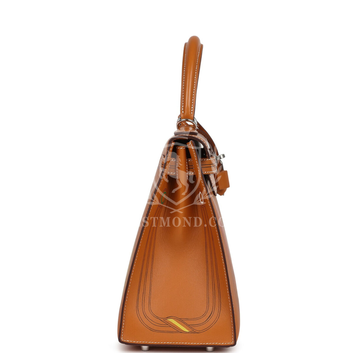 Hermes Kelly Sellier 28 "Painted Quadrige" Naturel Sable Butler PHW — изображение 3