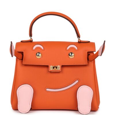 Hermes "Quelle Idolle" Kelly Doll Orange and Rose Sakura Swift GHW