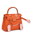 Hermes "Quelle Idolle" Kelly Doll Orange and Rose Sakura Swift GHW