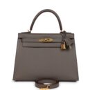Hermes Kelly Sellier 28 Etain Epsom GHW