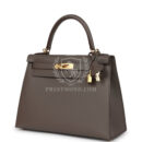 Hermes Kelly Sellier 28 Etain Epsom GHW