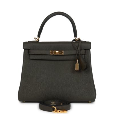 Hermes Kelly Retourne 25 Vert De Gris Togo GHW