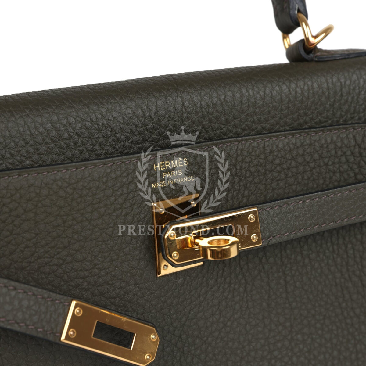 Hermes Kelly Retourne 25 Vert De Gris Togo GHW — изображение 7