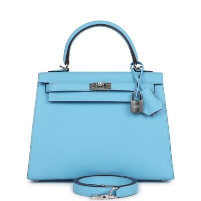 Hermes Special Order (HSS) Kelly Sellier 25 Bleu Celeste Verso Epsom PHW