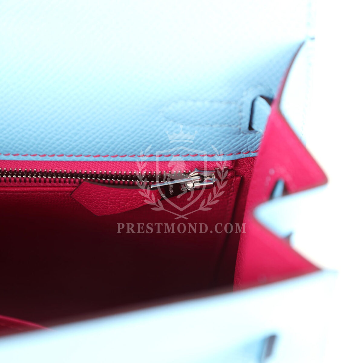 Hermes Special Order (HSS) Kelly Sellier 25 Bleu Celeste Verso Epsom PHW — изображение 9