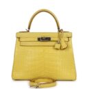 Hermes Kelly Retourne 28 Mimosa Matte Alligator Mississippiensis PHW