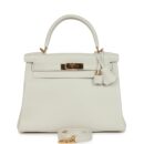Hermes Kelly Retourne 28 White Evercolor GHW