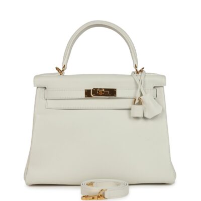 Hermes Kelly Retourne 28 White Evercolor GHW