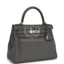 Hermes Kelly Retourne 28 Gris Meyer Clemence PHW