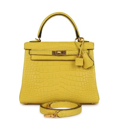 Hermes Kelly Retourne 25 Mimosa Matte Alligator GHW