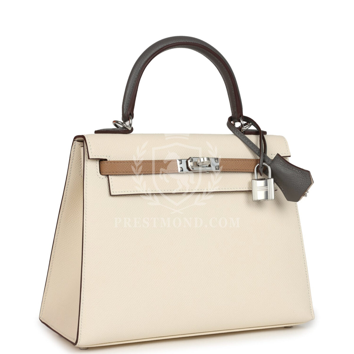Hermes Kelly Sellier 25 Tri-Color Nata, Gris Meyer and Chai Epsom PHW — изображение 2