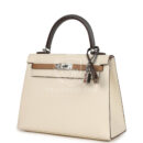 Hermes Kelly Sellier 25 Tri-Color Nata, Gris Meyer and Chai Epsom PHW