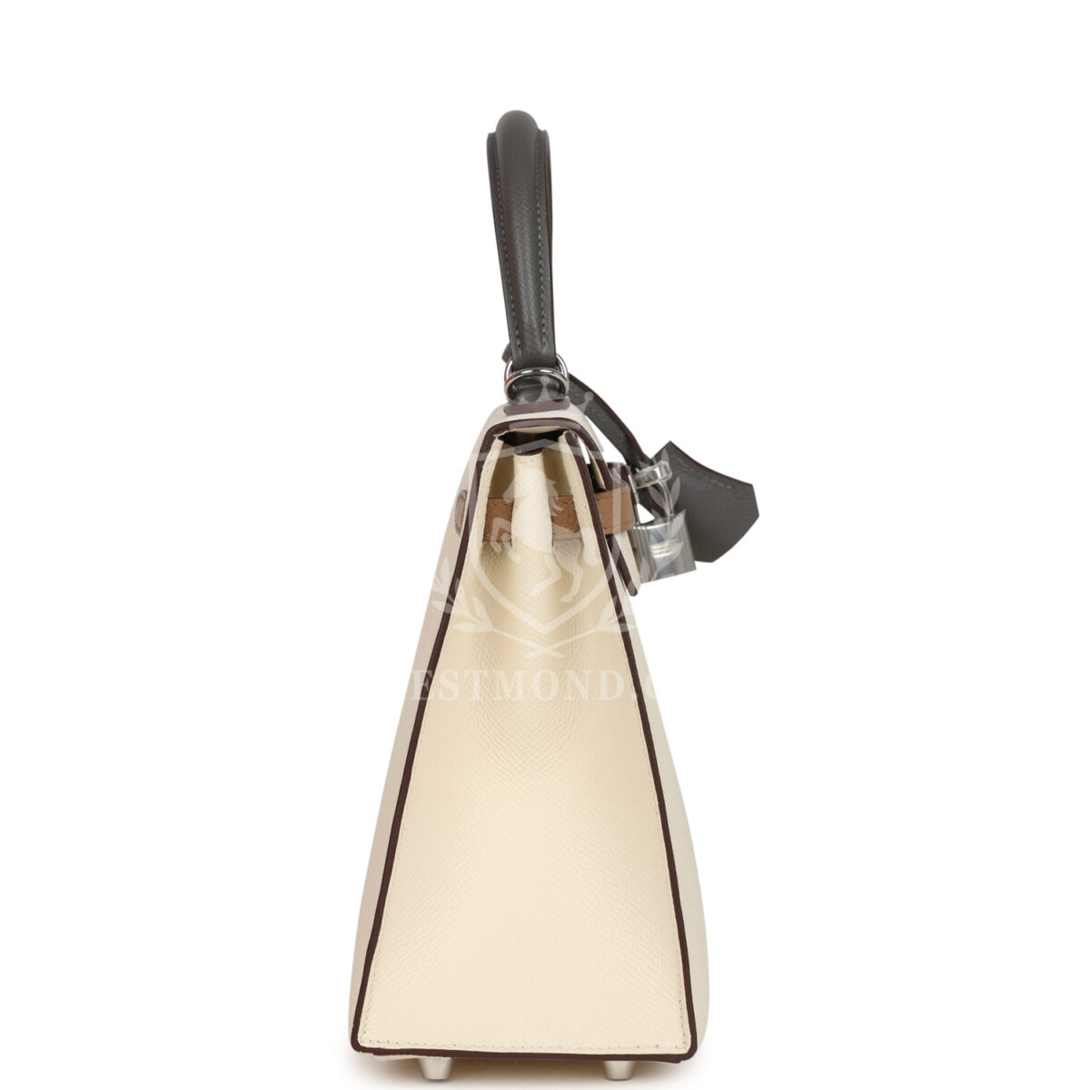 Hermes Kelly Sellier 25 Tri-Color Nata, Gris Meyer and Chai Epsom PHW — изображение 3