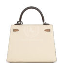 Hermes Kelly Sellier 25 Tri-Color Nata, Gris Meyer and Chai Epsom PHW