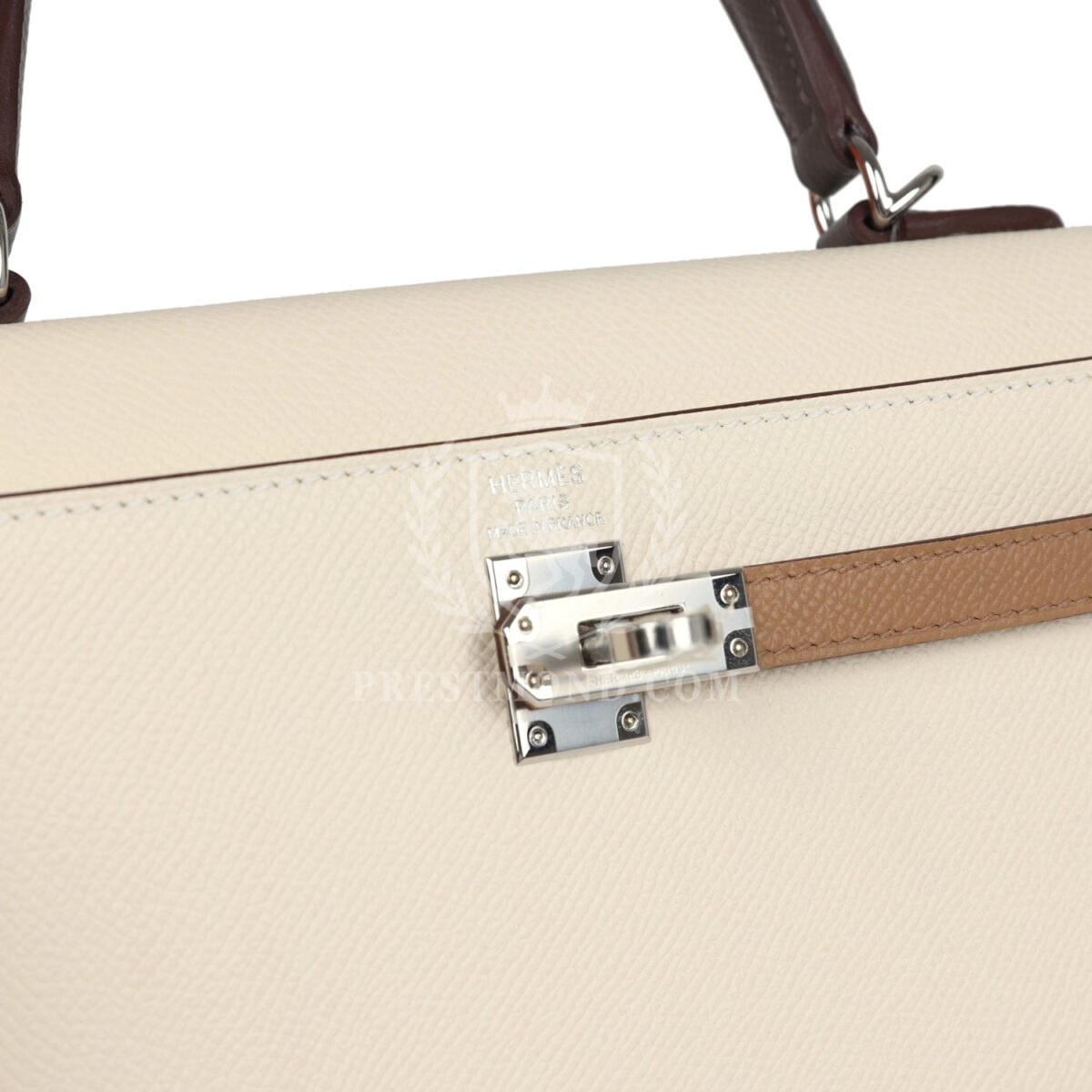 Hermes Kelly Sellier 25 Tri-Color Nata, Gris Meyer and Chai Epsom PHW — изображение 7