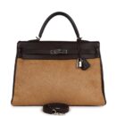 Vintage Hermes Kelly Retourne 35 Ebene Evercalf and Blond Troika PHW
