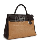 Vintage Hermes Kelly Retourne 35 Ebene Evercalf and Blond Troika PHW