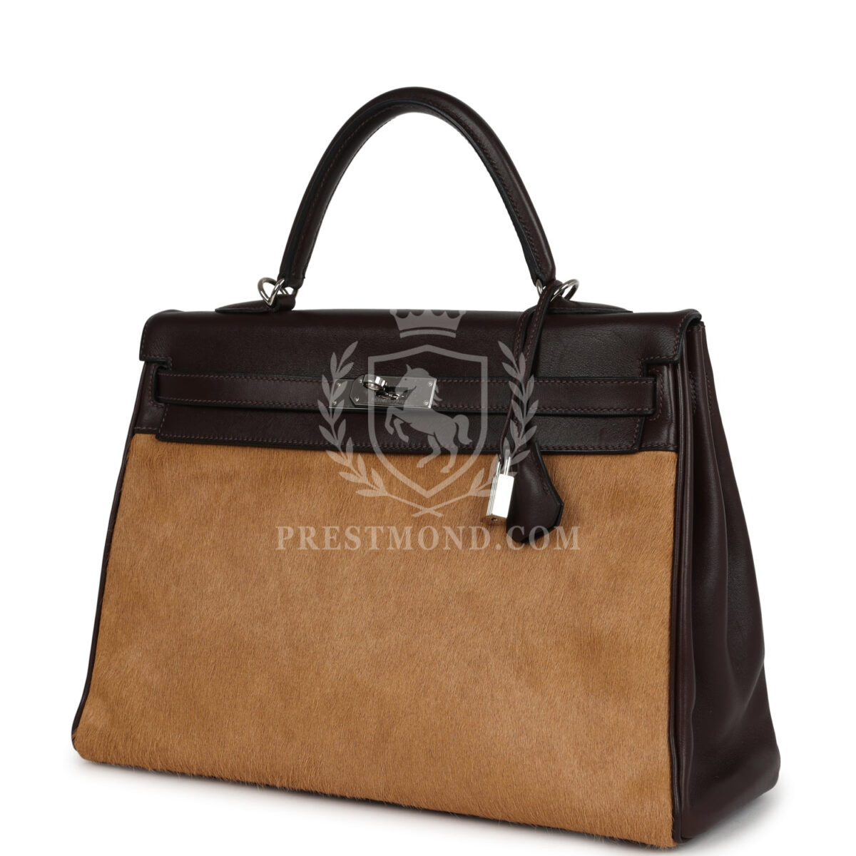 Vintage Hermes Kelly Retourne 35 Ebene Evercalf and Blond Troika PHW — изображение 5