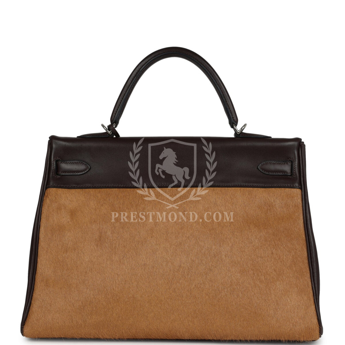 Vintage Hermes Kelly Retourne 35 Ebene Evercalf and Blond Troika PHW — изображение 4