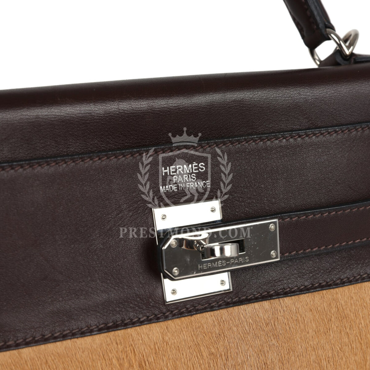 Vintage Hermes Kelly Retourne 35 Ebene Evercalf and Blond Troika PHW — изображение 7