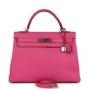 Hermes Kelly Retourne 32 Rose Tyrien Chevre PHW