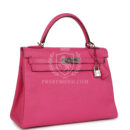 Hermes Kelly Retourne 32 Rose Tyrien Chevre PHW