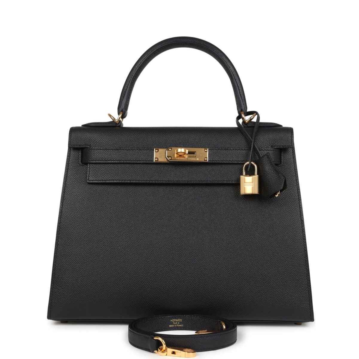 Hermes Kelly Sellier 28 Black Epsom GHW