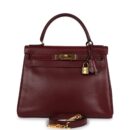 Vintage Hermes Kelly Retourne 28 Rouge H Box GHW