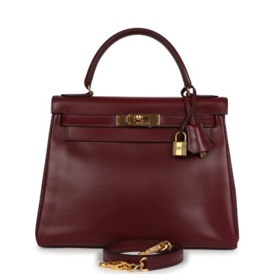 Vintage Hermes Kelly Retourne 28 Rouge H Box GHW