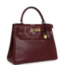 Vintage Hermes Kelly Retourne 28 Rouge H Box GHW