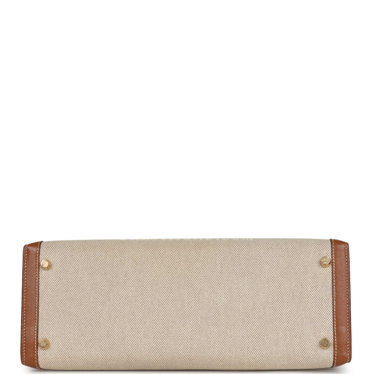 Vintage Hermes Kelly Sellier 32 GHW Courchevel and Ecru-Beige Toile H Canvas GHW — изображение 6