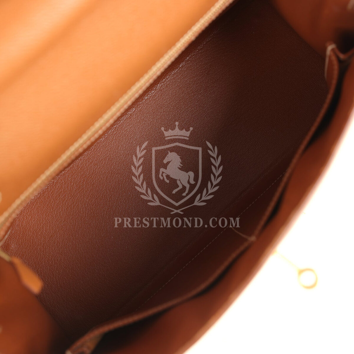 Vintage Hermes Kelly Sellier 32 GHW Courchevel and Ecru-Beige Toile H Canvas GHW — изображение 8