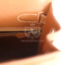 Vintage Hermes Kelly Sellier 32 GHW Courchevel and Ecru-Beige Toile H Canvas GHW