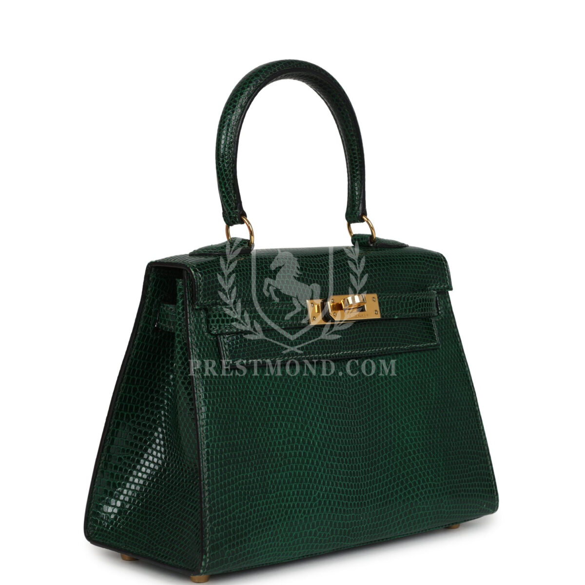 Vintage Hermes Kelly Sellier 20 Vert Fonce Varanus Salvator Lizard GHW — изображение 2