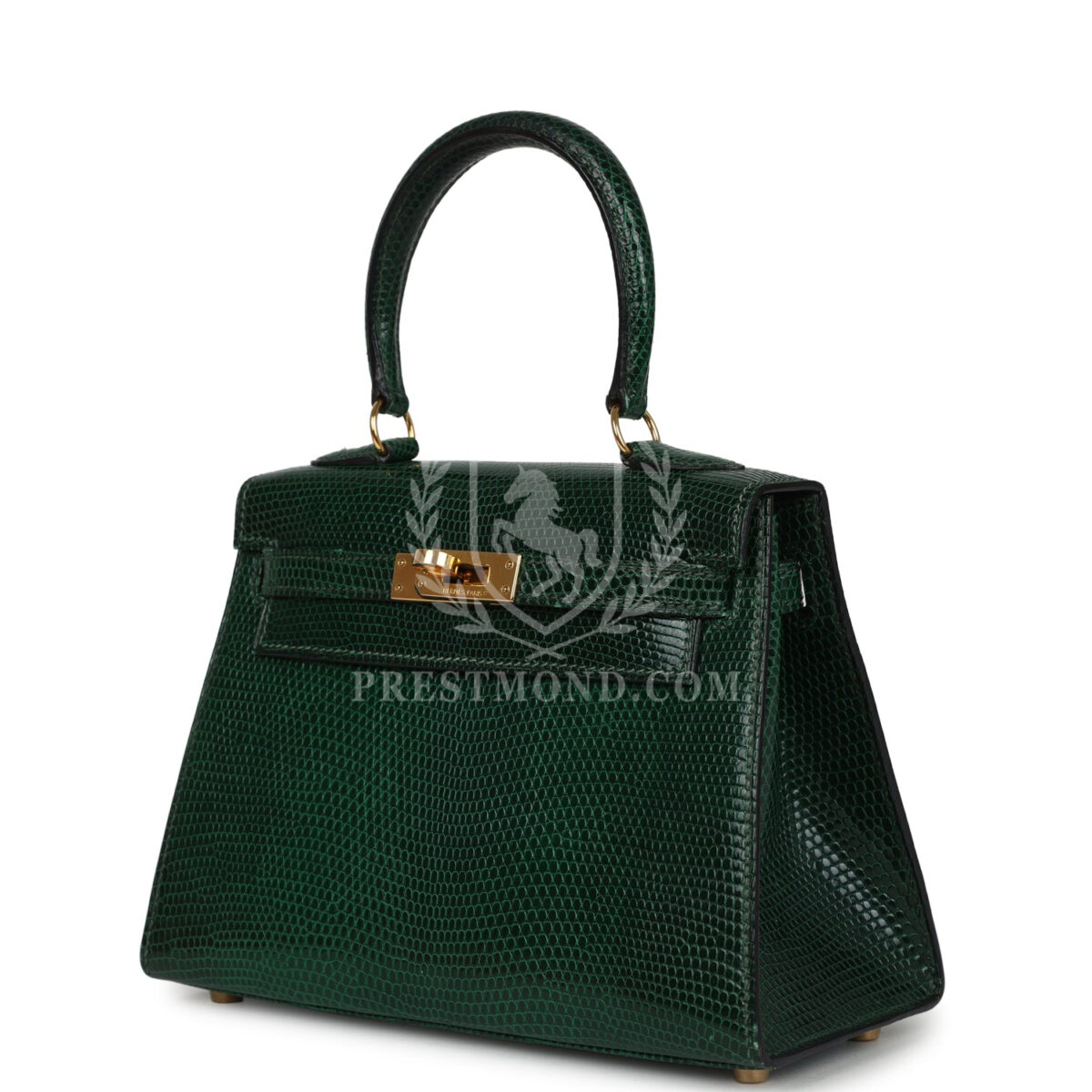 Vintage Hermes Kelly Sellier 20 Vert Fonce Varanus Salvator Lizard GHW — изображение 5