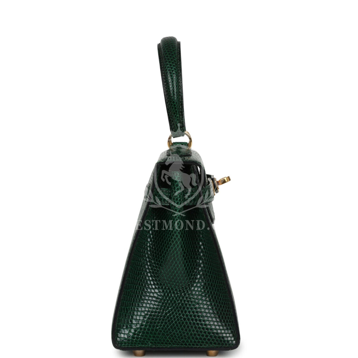 Vintage Hermes Kelly Sellier 20 Vert Fonce Varanus Salvator Lizard GHW — изображение 3