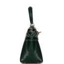 Vintage Hermes Kelly Sellier 20 Vert Fonce Varanus Salvator Lizard GHW