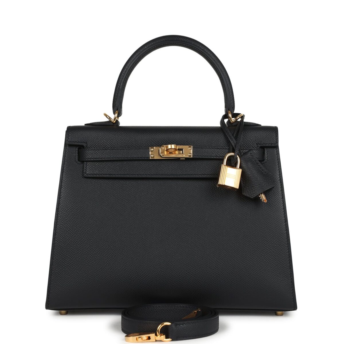 Hermes Kelly Sellier 25 Black Epsom GHW