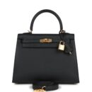 Hermes Kelly Sellier 25 Black Epsom GHW