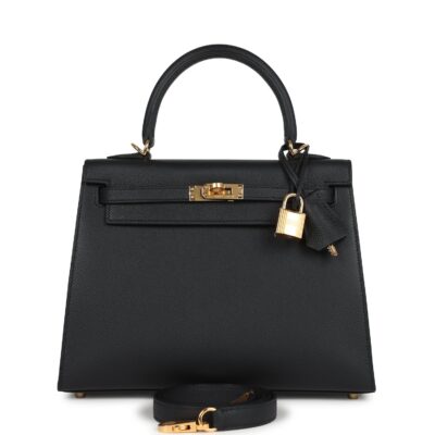 Hermes Kelly Sellier 25 Black Epsom GHW